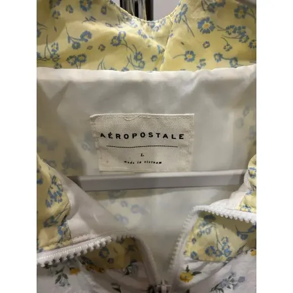 Aeropostale Floral Colorblock windbreaker L Cropped Drawstring soft romantic y2k - Picture 4 of 8